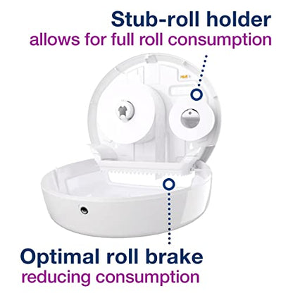 Tork Mini Jumbo Toilet Paper Roll Dispenser White T2, 555020A