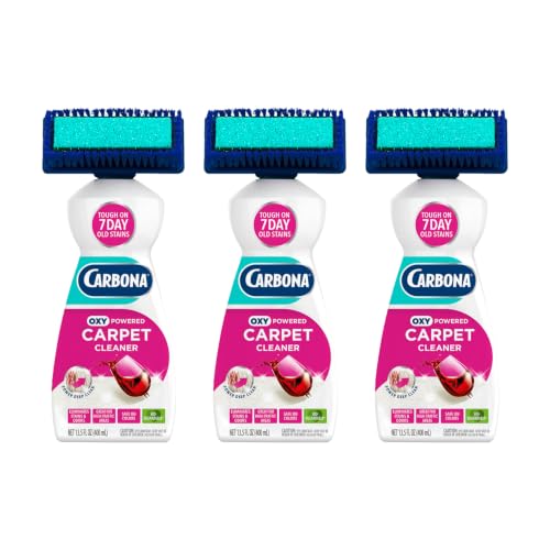 Carbona Oxy-Powered Carpet Cleaner with Built-In Brush, Foaming Spot & Stain Remover for Rugs, Upholstery & High-Traffic Areas, No-Rinse Formula, 13.5 Fl Oz (Pack of 3) - size: 13.5 Fl Oz (Pack of 3)