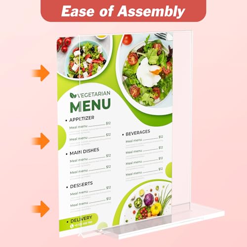 12 Pack Acrylic Sign Holder 8.5x11 Inches, Clear Vertical Menu Holder