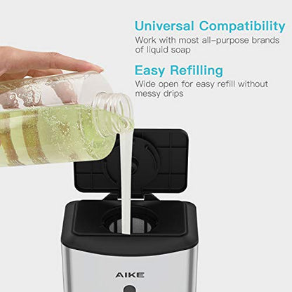 AIKE Heavy Duty Automatic Soap Dispenser,37oz for Bathroom,Polished Steel - color: Polished Stainless Steel