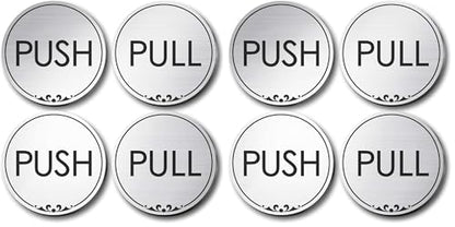 Push and Pull Sign for Doors, Brushed Silver, Engraved, 2 Inches, Fade Resistance, Indoor/Outdoor Use, USA MADE By My Sign Center (Pack of 2) - size: 2x2 (Pack of 2)