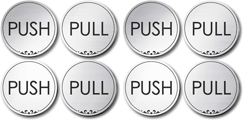 Push and Pull Sign for Doors, Brushed Silver, Engraved, 2 Inches, Fade Resistance, Indoor/Outdoor Use, USA MADE By My Sign Center (Pack of 2) - size: 2x2 (Pack of 2)