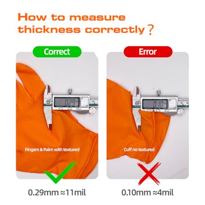 ANBOSON 10 Mil Heavy Duty Diamond Texture Nitrile Gloves, Medium, 1000 Ct - color: Orange of 1000, size: Medium