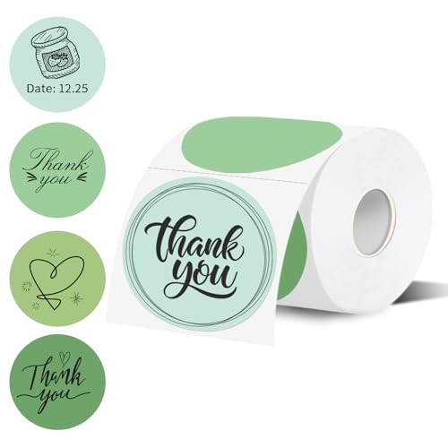 Thermal Label,3 Inch Green Gradient Round Thermal Printer Sticker,Self-Adhesive Round Direct Thermal Labels,Thermal Stickers for DIY Logo Design,Name Tag (300 Labels/1 Roll) - color: Green Gradient, size: 3 inches