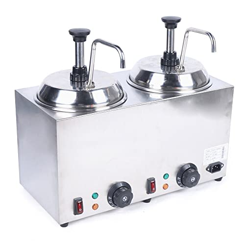 2x 2.1Qt Dual Hot Fudge Warmer Commercial Electric Nacho Cheese Dispenser