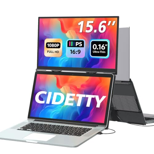 Laptop Screen Extender Monitor Portable, 15.6“ FHD 1080P Eye Care & Neck-Friendly Travel Monitor for Laptop， Vertical Screen Extender Plug & Play for Windows/Mac/Android/Gaming, fits 13-17" Laptops - color: Silver 15.6“