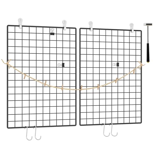 C&AHOME Photo Wall Display Set of 2, Wall Grid Panel, 17.7" x 25.6", Black - color: Black, size: 17.7 x 25.6 (45x65cm)