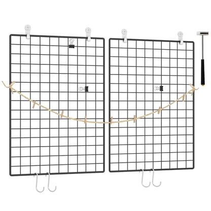 C&AHOME Photo Wall Display Set of 2, Wall Grid Panel, 17.7" x 25.6", Black - color: Black, size: 17.7 x 25.6 (45x65cm)