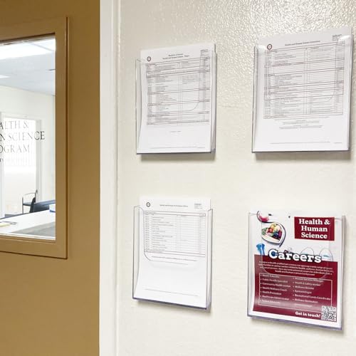 MaxGear Acrylic Brochure Holder 8.5x11 Wall Mount, 4 Pack - size: 8.5"x11"