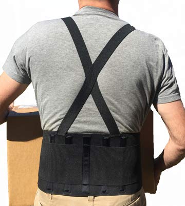 Alpha Medical Adjustable Lifting Back Brace with Suspenders for Men & Women – Industrial Lower Back Belt - Lumbar Protection from Construction, Moving, Warehouse Jobs, Heavy Lifting Safety (Medium) - size: Medium