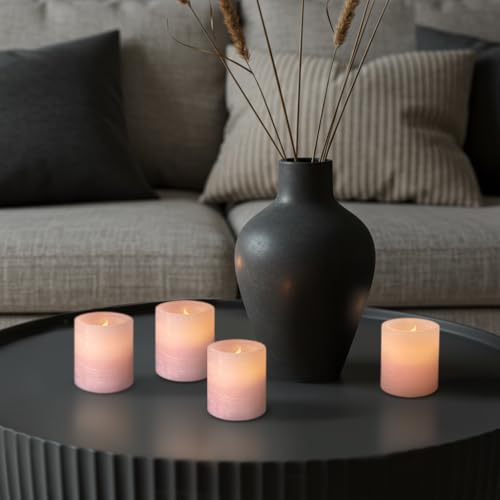 FURORA LIGHTING Pink Marble Real Wax Votive LED Candles, 6-Pack - color: Pink Flat Top, Real Wax