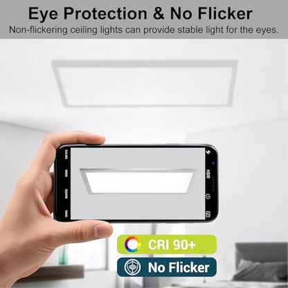 GT-Lite 1'x4' 4500 Lumen 8 Pack LED Flat Panel, Black Trim, Flush Mount, 5 CCT, 3 Brightness, Dim, CRI 90 - color: Nickel 8 Pack