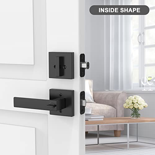 BAOLONG Deadbolt Lock and Door Knob Set,Exterior Door Lock Set, Entry Door Locksets for Front Door Handle with Single Cylinder Deadbolts, Keyed Alike 2 Pack Matte Black. - size: 2 Pack