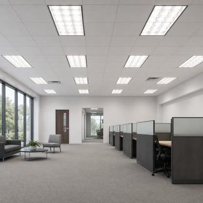 WareLight 2X4 LED Ready Parabolic Troffer Fixture, 18-Cell, 3-Lamp T8 LED Ready (Sold Separately), Non-Shunted Sockets, Single & Double Ended Wiring, 120-277V - size: 2x4