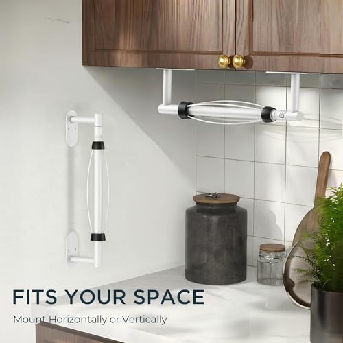 FORIOUS Paper Towel Holder Under Cabinet, One Hand Tear,White - color: White