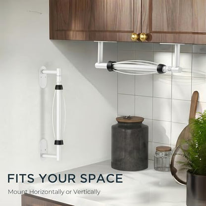 FORIOUS Paper Towel Holder Under Cabinet, One Hand Tear,White - color: White