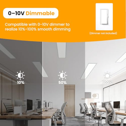 1 Pack 1x4 LED Flat Panel Light, 5CCT Selectable,0-10V Dimmable, 5200LM/40W - color: 1 Pack, size: 1-foot X 4-foot