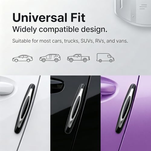 4Pcs Car Door Edge Guards, Anti‑Scratch Self‑Adhesive Protective Trim Strips, Universal Exterior Auto Accessories Compatible with Cars, Trucks, SUVs-Black - color: Black