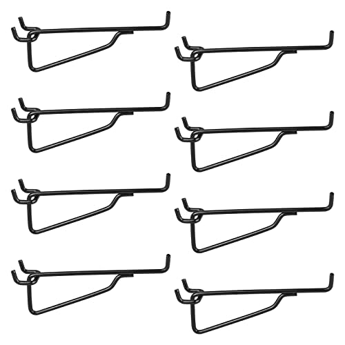 Pegboard Shelf Hooks 8 Pack Black 6" Metal Brackets, Peg Board Accessories - color: Black, size: 6 Inch