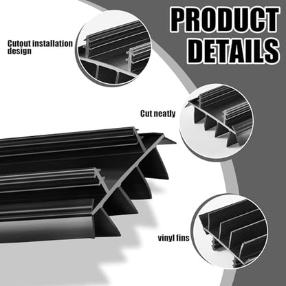 Pushglossy 2 Pcs Door Bottom Seal with Vinyl Fins Threshold Strip,Black - color: Black