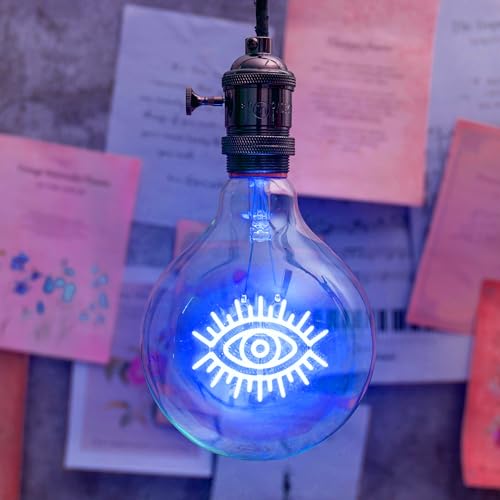 2W LED Decorative Light Bulb,Happy Signed Bulb,Design Light Bulbs,Filament Bulb,Globe Led Light Bulbs,Soothing Light Bulbs,G125 120V - color: Eye-up