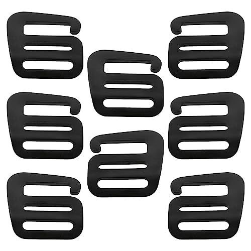VAKTOK-8PCS An inch Black Metal Wave Buckles Outdoor Webbing Buckle Clips Adjustable buckle backpack strap webbing(4 left +4 right)