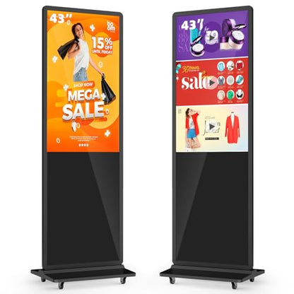 4K LCD Touchscreen Digital Signage Display, Indoor Floor Standing Advertising Kiosk, Commercial Digital Signage Player, HDMI WiFi Bluetooth Input Auto AD Player (43 NonTOUCH) - size: 43 NonTOUCH