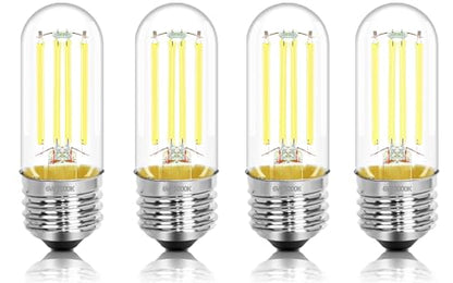 3.2 Inch 5000K Daylight White E26 LED Bulb 60 Watt Equal, AC 120V 600LM Edison Bulbs Dimmable, 6W T10 T30 Filament Light Bulbs Clear Glass for Fan Pendant Wall Light, ETL Certified-4 Pack - size: 3 Inch 6W (4 Count)