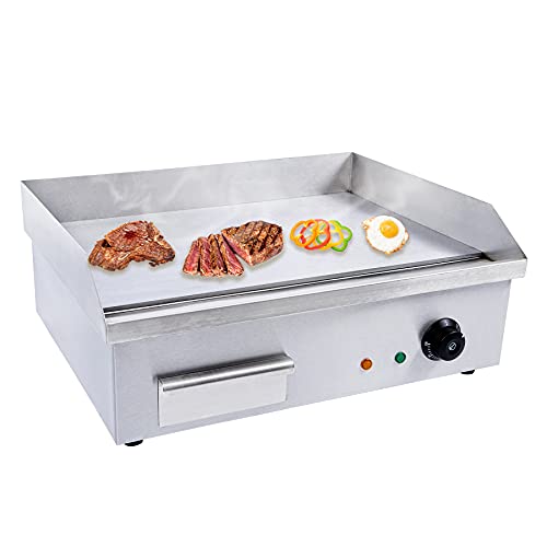 Commercial Electric Griddle, 3000w Stainless Steel Teppanyaki Grill Indoor Outdoor, Countertop Flat Top BBQ Plate with Thermostatic Control
