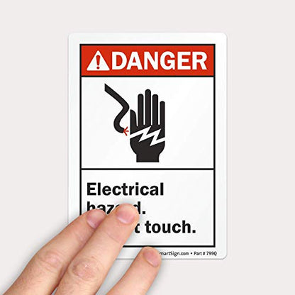 SmartSign "Danger - Electrical Hazard, Do Not Touch" Label | 3.5" x 5" Laminated Vinyl, Black/Red on White, 1 Count (Pack of 1)
