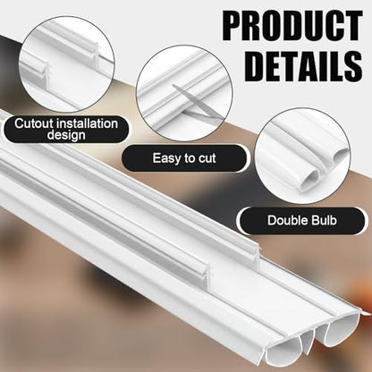 Pushglossy 2 Pcs Double Bubble Kerf 36" Door Bottom Seal, White - color: White, size: Double Bubble Kerf
