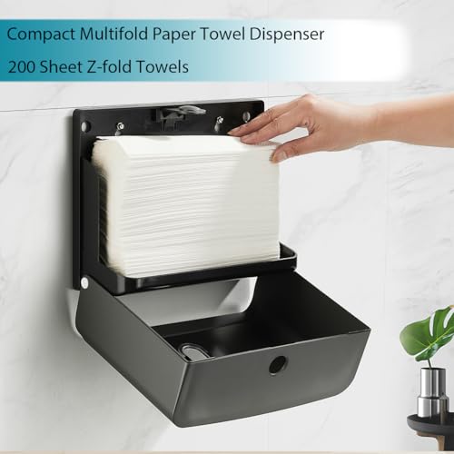 Adhesive Paper Towel Holder for Bathroom: Multifold/Trifold/C Fold Paper Towel Dispenser for Compact Commercial Toilet - color: D-213 Grey