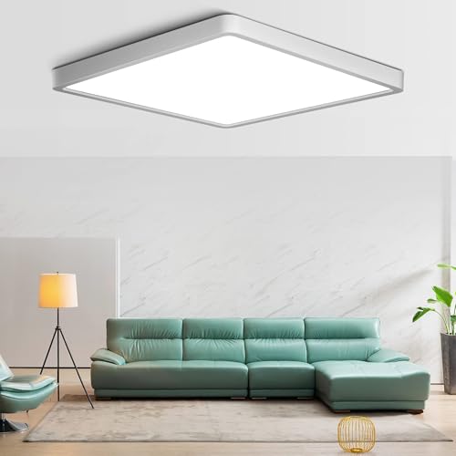 LightingWill 12Inch 24W Square LED Flush Mount Ceiling Light, 4000K Natural White LED Ceiling Lamp, Surface Mount Modern Ceiling Light Fixtures for Bedroom, Kitchen, Bathroom, Living Room, Hallways - color: Natural White, size: 12 inch White