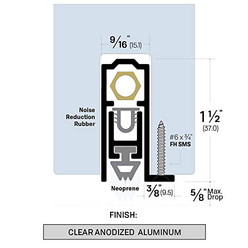 Fire Rated/Light Duty/Mortised/Automatic Door Bottom Seal for Concealed Vertical Rods (7323MA), SMS # 6 x 1/2'' supplied, (30'' L x 9/16'' W x 1-1/2'' H) - size: 30''