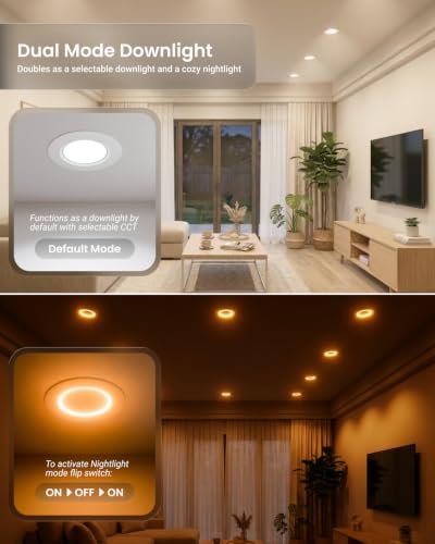 Sunco 2 Pack 6 Inch Retrofit LED Recessed Lights with Night Light, 5CCT - size: 2 Pack