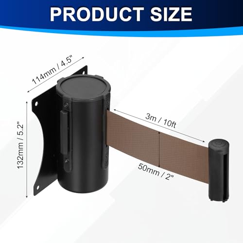PATIKIL Fixed Wall Mount Retractable Belt Barrier 10 Feet, Brown 1 Pcs - color: Brown, size: 10 Feet