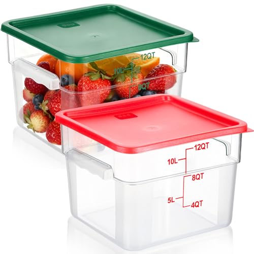 FoldTier 2 Pcs Square Food Storage Containers, Green, Red, 12 Qt - color: Green, Red, size: 12 Qt