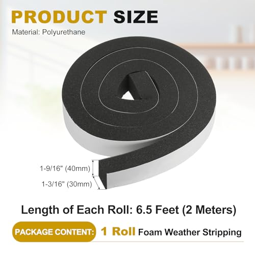 uxcell Weather Stripping Door Seal, 1-9/16" x 1-3/16" (1 Roll, 6.5Ft) - size: 1-9/16" x 1-3/16" (6.5 Ft)