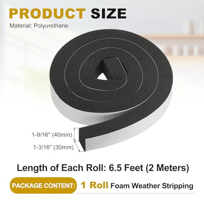 uxcell Weather Stripping Door Seal, 1-9/16" x 1-3/16" (1 Roll, 6.5Ft) - size: 1-9/16" x 1-3/16" (6.5 Ft)