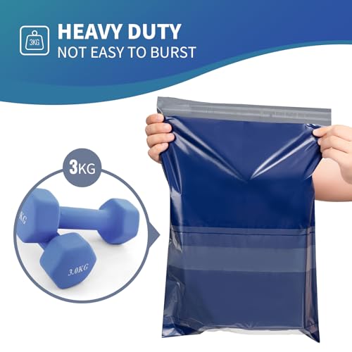 Shipping Bags (45 Pack) with Label Pouch, 3 Sizes, 8x12, 10x14, 14x18 Inch Poly Mailers, Self-Seal Mailing Envelopes, Waterproof, Opaque, Tear-Resistant, for Small Business, Blue