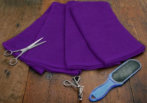 Salon Towels – Pack of 24 (16"x27") 100% Cotton Ring Spun (Not Bleach Proof) Ultra Soft, Highly Absorbent Hand Towels – Bulk for Spa, Gym & Salon (Purple) - color: Purple