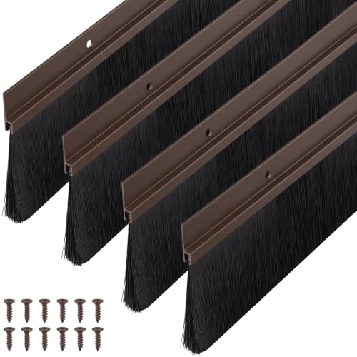 Door Sweep Brush Aluminum, 2 x 48 Inch, Brown, 4 Set - color: Brown, size: 2 x 48 Inch