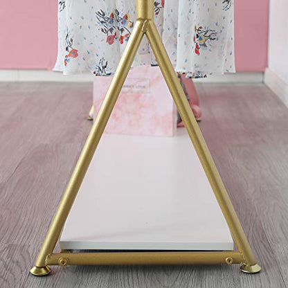 HOMEKAYT Gold Clothing Rack for Home,Boutique,Retail -59’’L - color: White wooden board