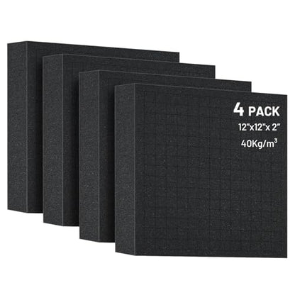 4 PCS 12x12x2 Inch Pick and Pluck Foam Inserts for Cases - Professional-Grade Tool, Game Box & Drawer Organizer - size: 4pcs(12x12x2 In)