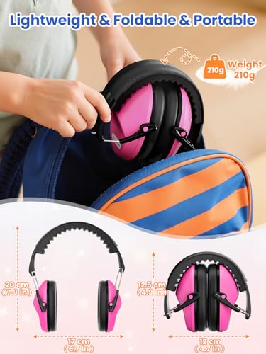 Dr.meter Ear Muffs for Noise Reduction Kids Noise Cancelling Headphones - color: Rose