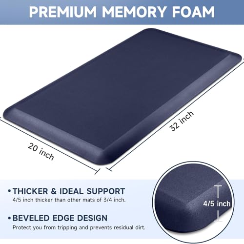 4/5 Inch Thick Kitchen Mats for Floor, StepRite Kitchen Rug for Standing - color: Blue, size: 32"L x 20"W x 0.8"Th