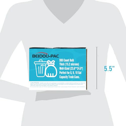 BEIDOU-PAC 8-10 Gallon Trash Bags Drawstring, 300 Count Bulk, Black & Unscented Multi-purpose Garbage Bags for Business Home Bathroom Kitchen Commercial and Industrial - style: 8-10 Gallon |300 Count