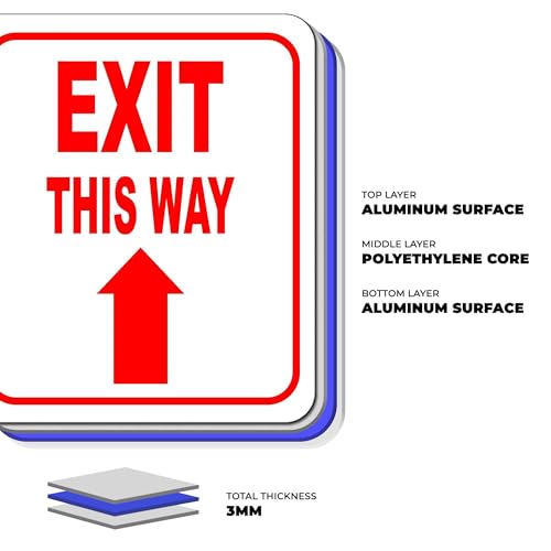 EXIT THIS WAY DIRECTIONAL UPWARD ARROW RED Aluminum Composite Outdoor Sign 20" x24" - color: Upward, size: 20" x24"