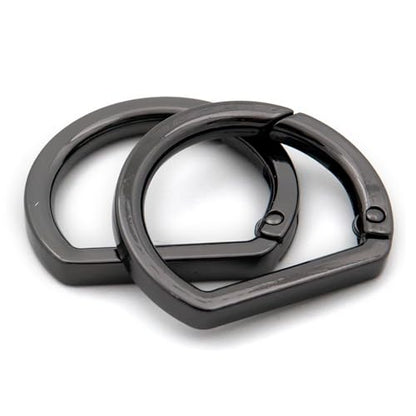 10pcs Metal Spring Key Ring,Spring Snap Hooks Clip Buckle,Flat D Ring for Purses (Gunmetal) - color: Gunmetal