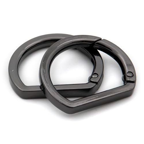 10pcs Metal Spring Key Ring,Spring Snap Hooks Clip Buckle,Flat D Ring for Purses (Gunmetal) - color: Gunmetal